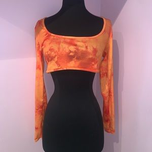 Pretty little thing long sleeve orange crop top
